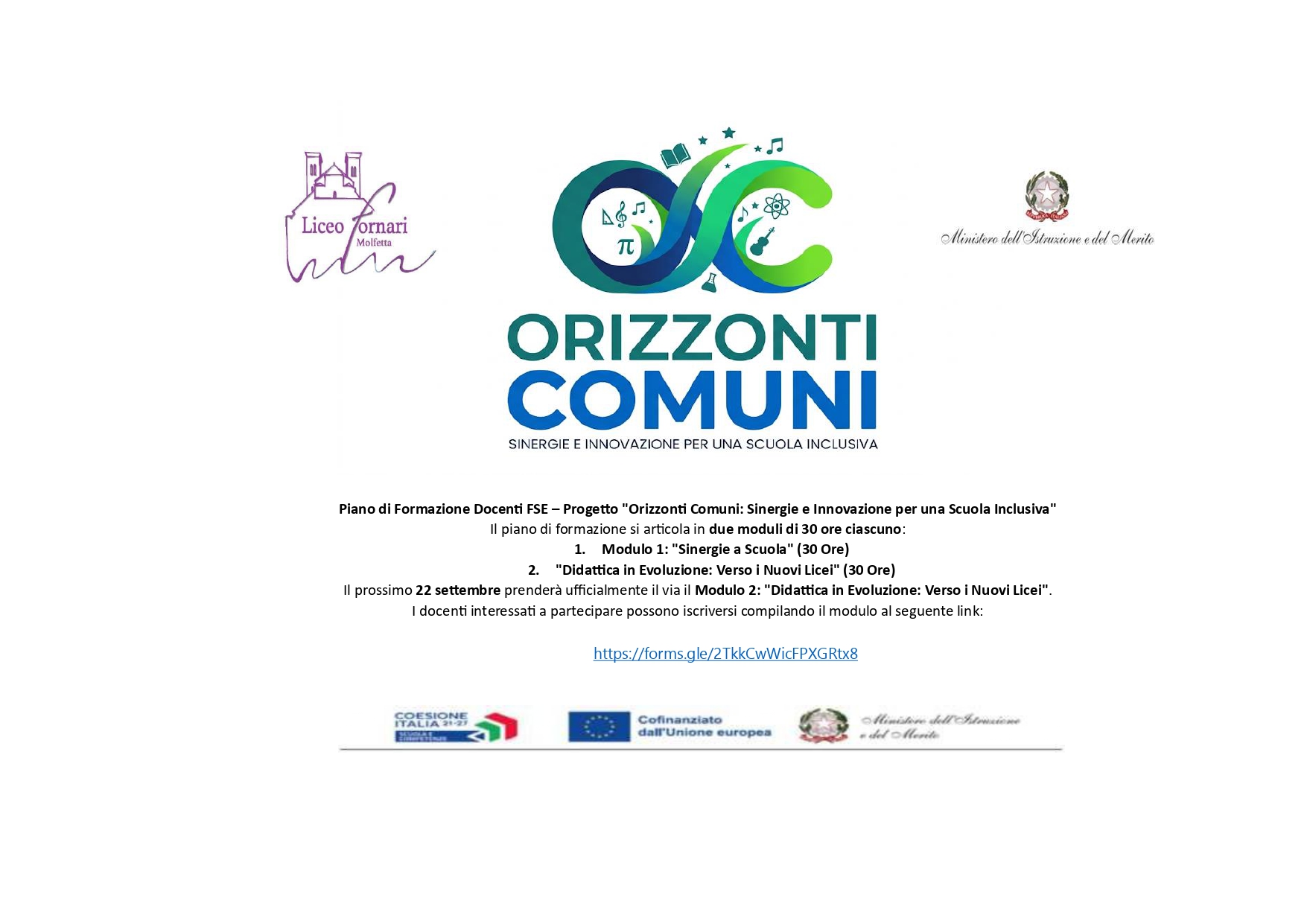 Piano di Formazione Docenti FSE Progetto Orizzonti Comuni